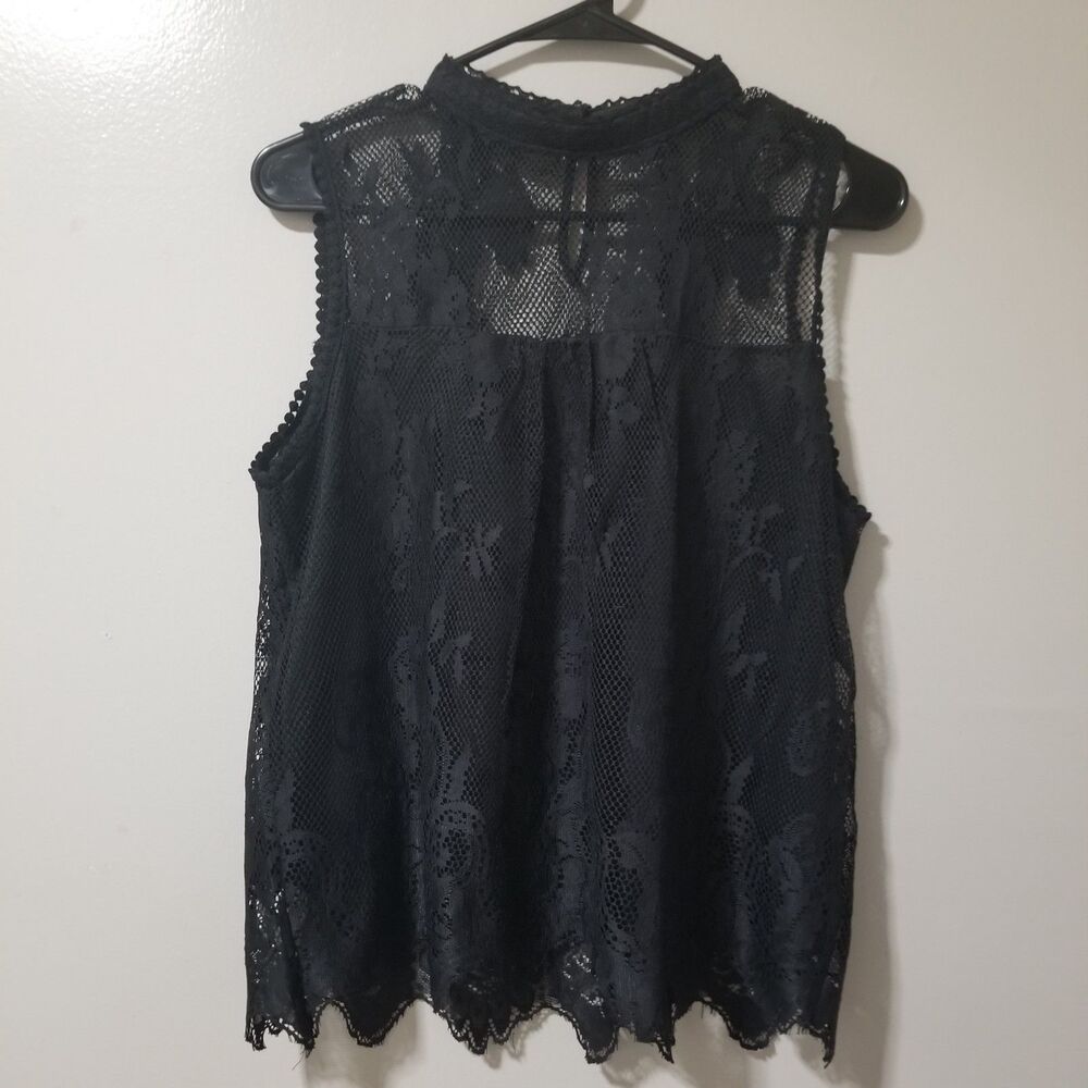 Sweet Rain Black Lace Sleeveless Blouse M